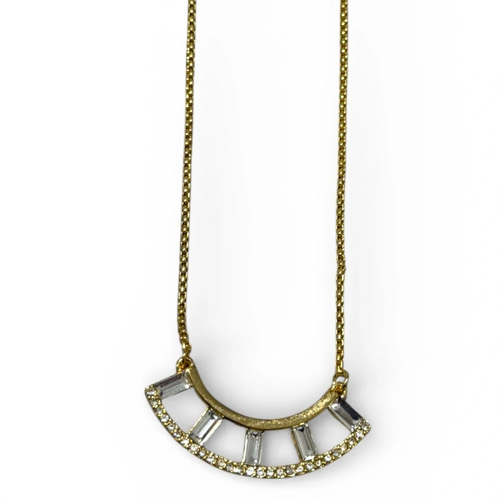 Vince Camuto Women’s Pave Baguette Rhinestone Crescent-shaped Pendant Necklace